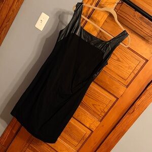 Kenneth Cole Black Dress with Leather Like Details